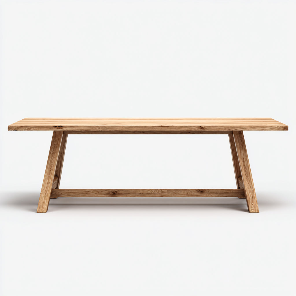 Tavolo da pranzo rettangolare in legno massello 200x90x75 cm - colore legno naturale - adatto per ristorante - design essenziale