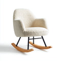 Sedia a dondolo imbottita in tessuto bouclé 86x76x91 cm - bianco crema - design moderno per soggiorno e relax