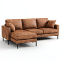 Divano angolare in tessuto a coste 260x160x84 cm - marrone - design moderno per soggiorno