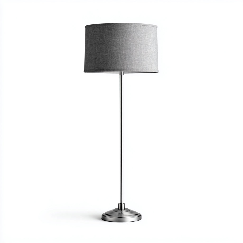 Lampada da terra in metallo e tessuto 30x30x160 cm - grigio - cromo - per soggiorno e camera - design moderno