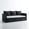 Divano letto imbottito in tessuto 200x90x80 cm - nero - adatto alla camera da letto - design moderno