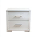 Comodino in legno con 2 cassetti 45x40x50 cm - bianco - adatto alla camera da letto - design moderno