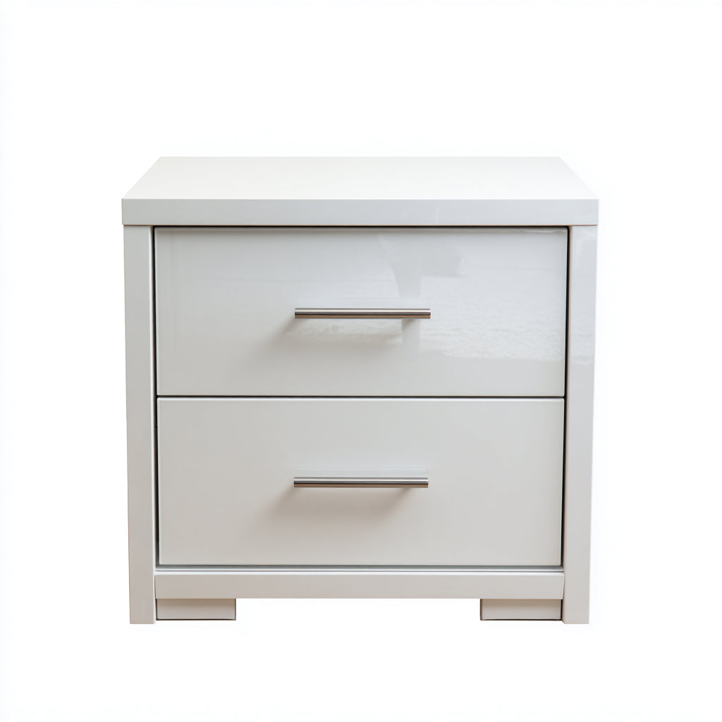 Comodino in legno con 2 cassetti 45x40x50 cm - bianco - adatto alla camera da letto - design moderno